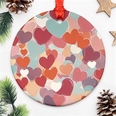 Valentines Day Hearts Romance Love Round Ornament (two Sides)