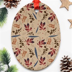 Leaves Pattern Teal Seamless Fall Ornament (oval)