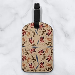 Leaves Pattern Teal Seamless Fall Nappa Leather Luggage Tag Rectangle