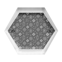 Moon Stars Pattern Hexagon Wood Jewelry Box
