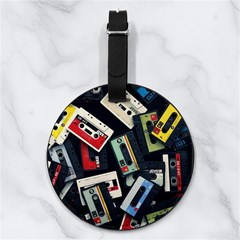 Abstract Case Nappa Leather Luggage Tag Round