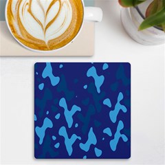 Blue Camouflage Pattern Uv Print Square Tile Coaster 