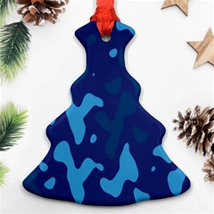 Blue Camouflage Pattern Christmas Tree Ornament (two Sides)