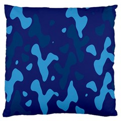 Blue Camouflage Pattern Large Cushion Case (two Sides)