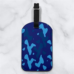 Blue Camouflage Pattern Nappa Leather Luggage Tag Rectangle