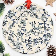 Blue Vintage Background Round Filigree Ornament (two Sides)