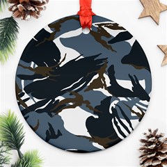 Blue Winter Camouflage, Military Camouflage Round Ornament (two Sides)