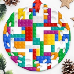 Colorful Bricks, Bricks, Colorful Round Filigree Ornament (two Sides)