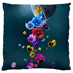 Falling Flowers, Art, Coffee Cup Large Cushion Case (one Side)