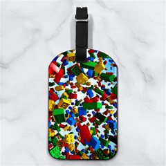 Falling Lego Bricks, Desenho, Fall, Games Nappa Leather Luggage Tag Rectangle