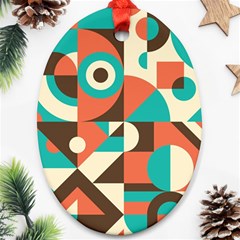 Retro Colorful Background, Retro Abstraction Oval Ornament (two Sides)