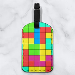 Tetris , Games, Rainbow Nappa Leather Luggage Tag Rectangle