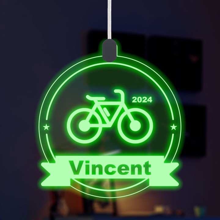 Personalized Sport Theme Bicycle LED Acrylic Ornament