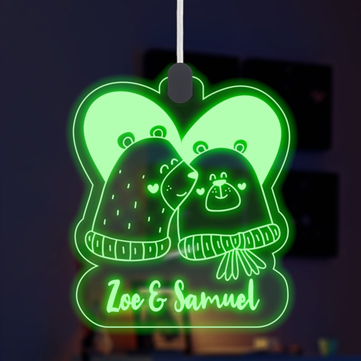 Personalized Couple illustration Valentine Day Names Any Text LED Acrylic Ornament LED Acrylic Ornament