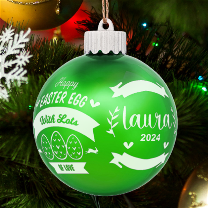 Personalized Easter Day Rabbit Egg Name LED Glass Sphere Ornament