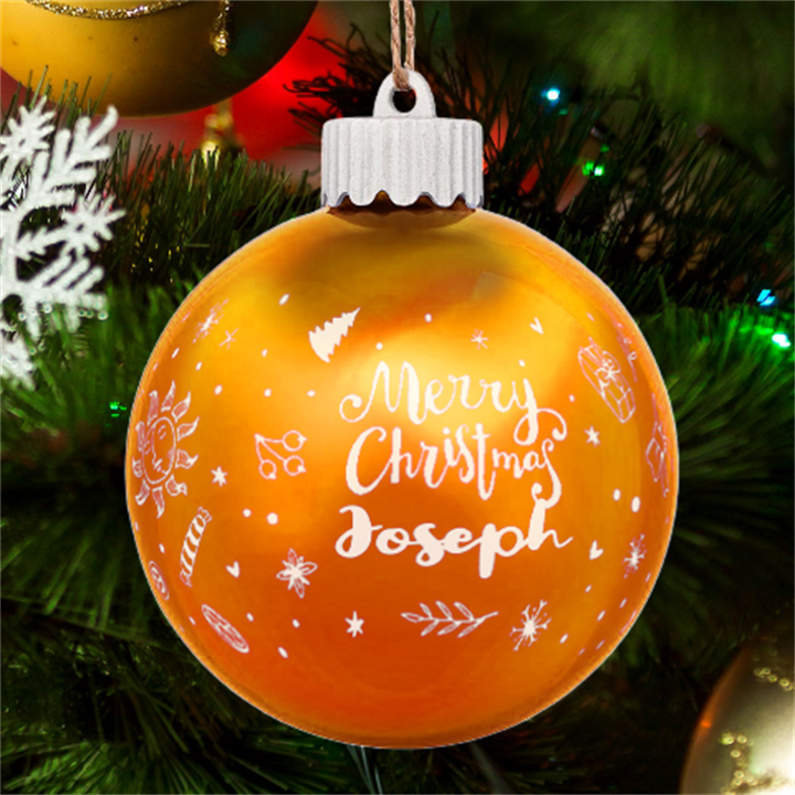 Personalized Merry Christmas Name LED Glass Sphere Ornament