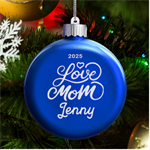 Personalized Mothers Day Name LED Glass Round Ornament Front
