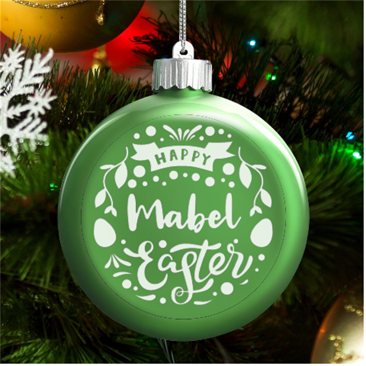 Personalized Easter Day Rabbit Egg Name LED Glass Round Ornament