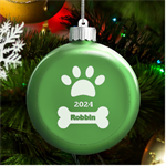 Personalized Name Pet LED Glass Round Ornament Front