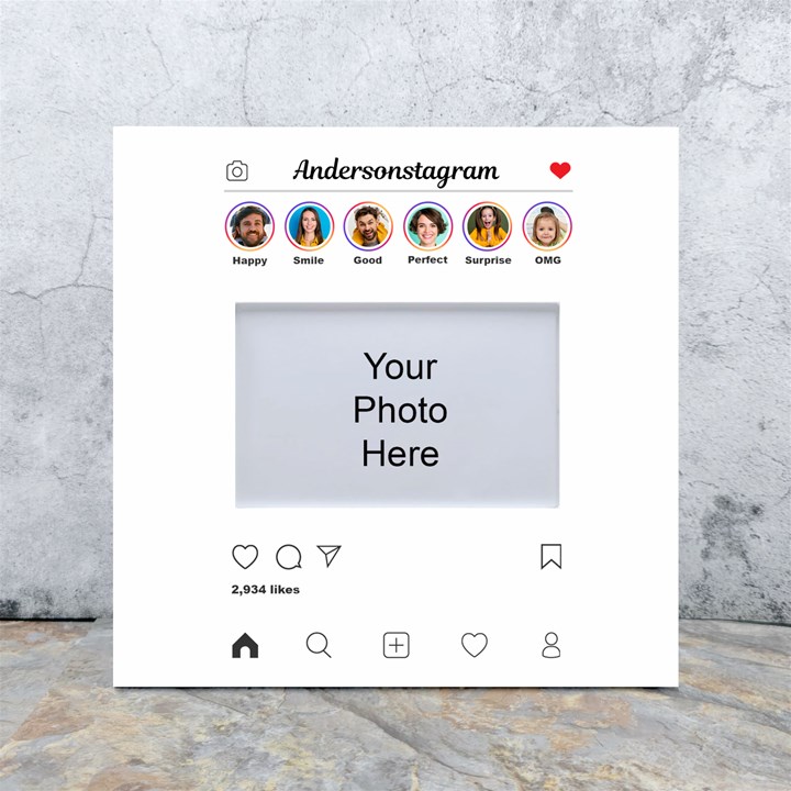 Personalized Instagram family Any Text Box Photo Frame White Box Photo Frame 4  x 6 