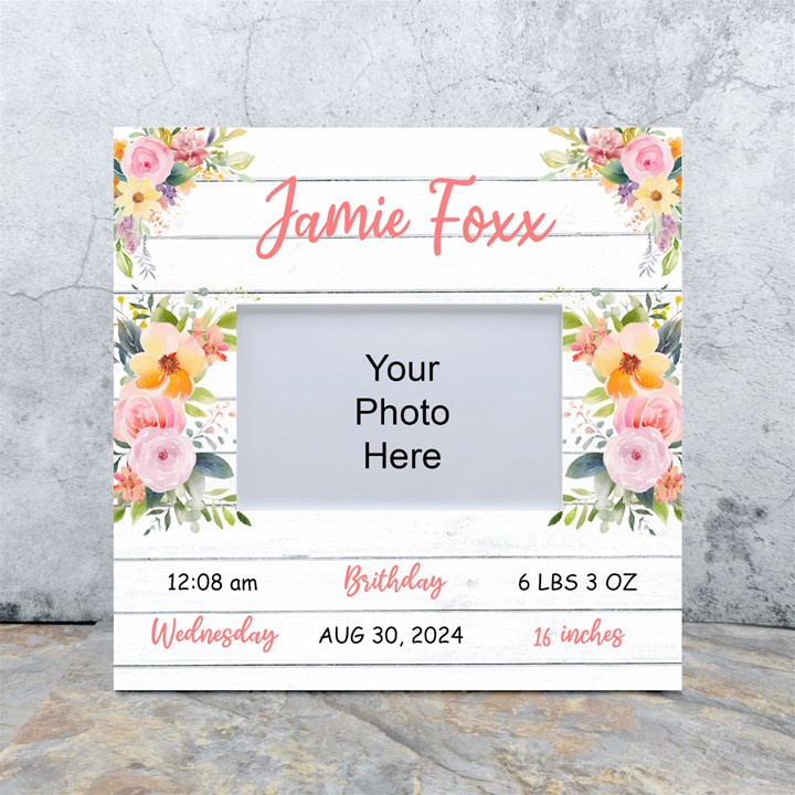 Personalized New Born Baby Box Photo Frame White Box Photo Frame 4  x 6 