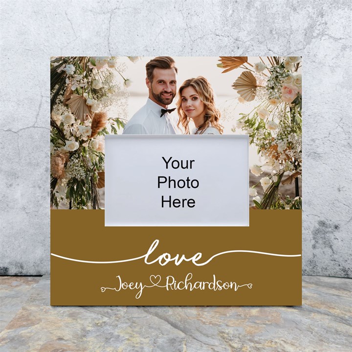 Personalized Wedding Couple Photo Name Box Photo Frame White Box Photo Frame 4  x 6 