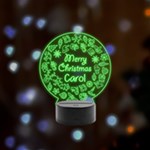 Personalized Merry Christmas Name Remote LED Acrylic Message Display (Black Round Stand)  Front