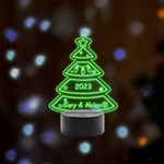 Personalized Name Xmas Tree Remote LED Acrylic Message Display (Black Round Stand)  Front