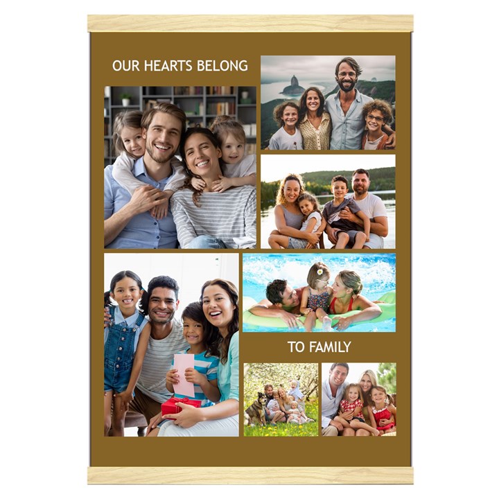 Personalized 7 Photos Our Hearts Belong to Family Hanging Canvas Print Hanging Canvas Prints 16  x 22 