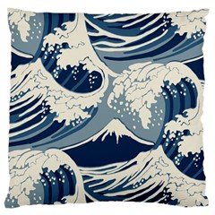 Japanese Wave Pattern Large Cushion Case (one Side)
