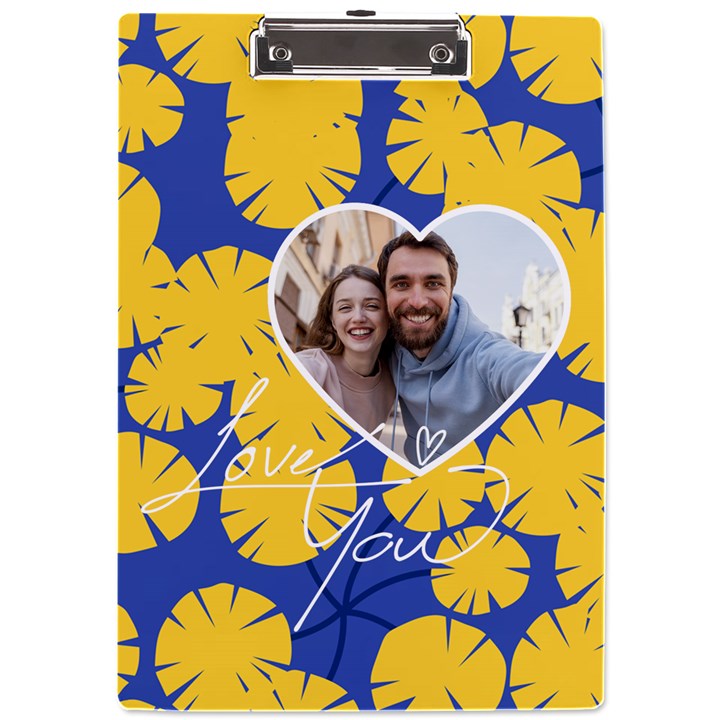 Personalized Yellow Flower Photo Name A4 Acrylic Clipboard A4 Acrylic Clipboard