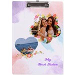 Personalized  Flower Heart Photo Name A4 Acrylic Clipboard A4 Acrylic Clipboard Front