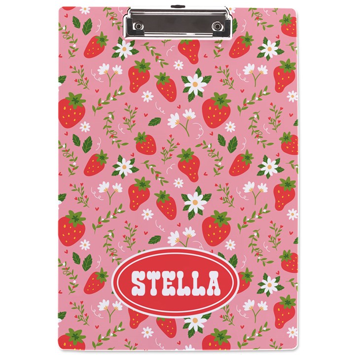 Strawberries Name Acrylic Clipboard A4 Acrylic Clipboard