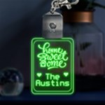 Personalized Home Sweet Home Family Name LED Key Chain Front