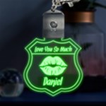 Personalized Lover Kiss Love You So Much Name Multicolor LED Acrylic Ornament Front