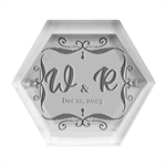 Personalized Initial Wedding Hexagon Wood Jewelry Box Front