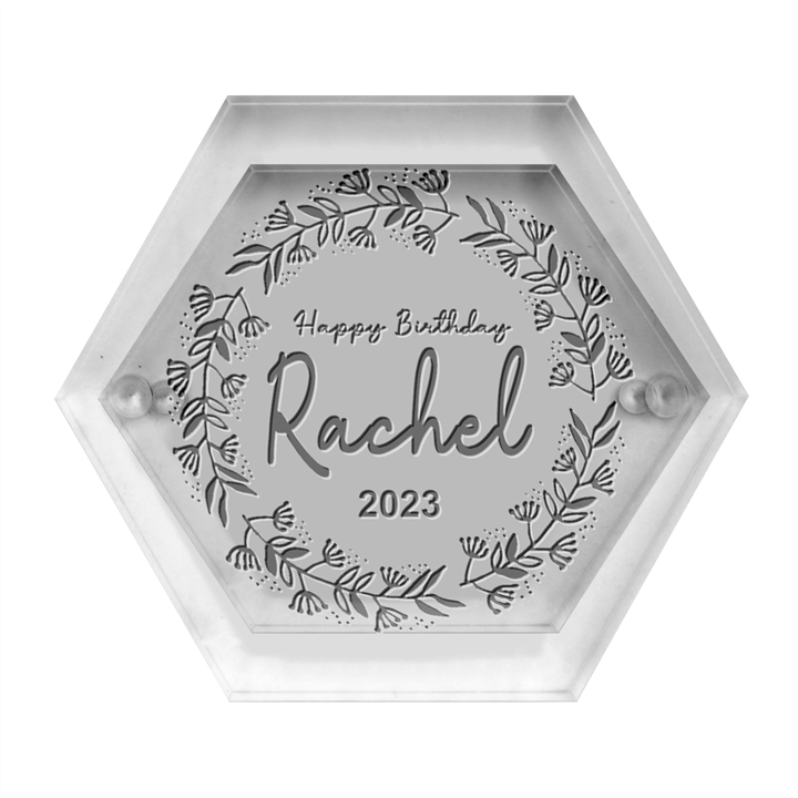 Personalized Happy Birthday Any Text Name Hexagon Wood Jewelry Box