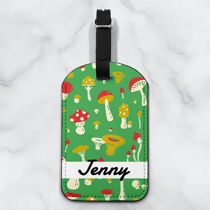 Mushroom Pattern Nappa Leather Luggage Tag Rectangle