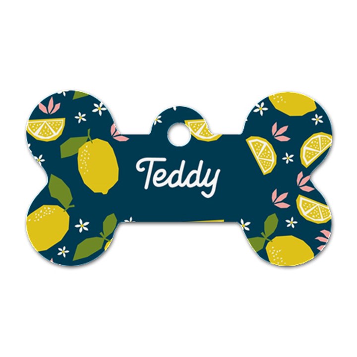 Lemon Graphic Pattern Dog Tag Bone (One Side)
