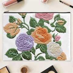 Embroidery Roses Floral Design Cosmetic Bag (xxxl)