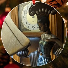Erte Figurine And A Clock Uv Print Acrylic Ornament Round