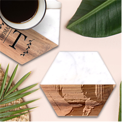 Clock And Lady Marble Wood Coaster (hexagon) 