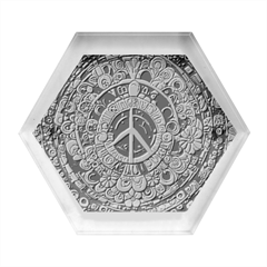 Peace Abstract Pattern Creative Drawing Hexagon Wood Jewelry Box