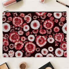 Mid Century Retro Floral 1970s 1960s Pattern 96 Cosmetic Bag (xxxl)