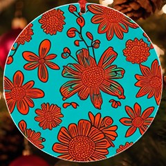 Mid Century Retro Floral 1970s 1960s Pattern 103 Uv Print Acrylic Ornament Round