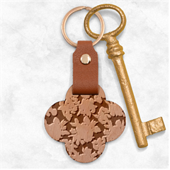 Mid Century Retro Floral 1970s 1960s Pattern 106 Engraved Wood Key Chain