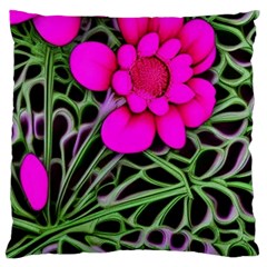 Mid Century Retro Floral 1970s 1960s Pattern 99 Large Cushion Case (one Side)