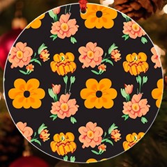 Retro 40s 50s Flowers Pattern Halloween 3 Uv Print Acrylic Ornament Round