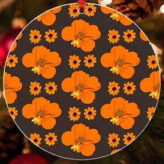 Retro 40s 50s Flowers Pattern Halloween 2 Uv Print Acrylic Ornament Round
