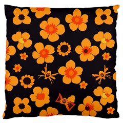 Retro 40s 50s Flowers Pattern Halloween Large Cushion Case (two Sides)